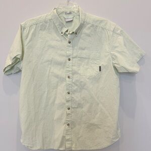 Columbia Rapid River II Short Sleeve Lt Green Striped Shirt XL AY